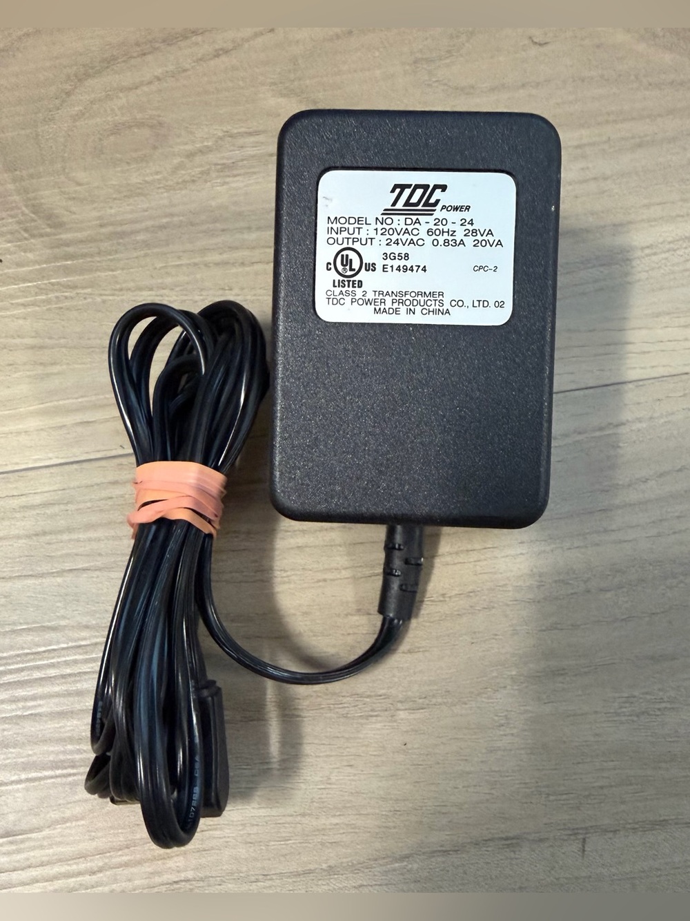 Genuine TDC Power AC Adapter DA-20-24 24vac 0.83A Charger Transformer Class 2